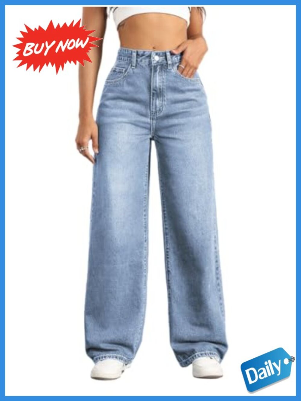 Women's High Waisted Straight Leg Wide Leg Jeans Stretch Denim
